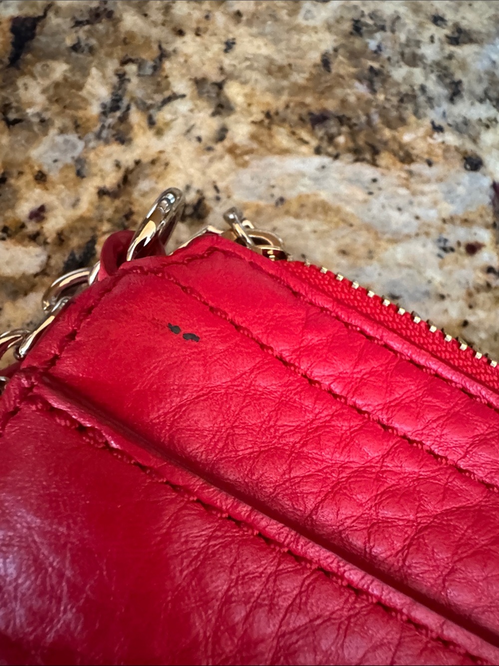 Cole Haan Red Pebbled Leather Crossbody Bag (8”x 5”) zip top closure - Picture 16 of 16